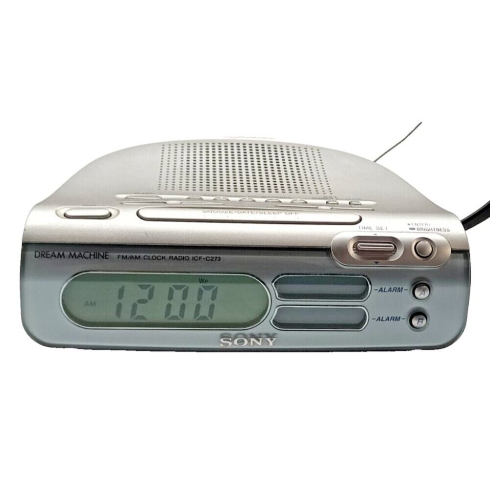 Sony ICF-C273 LIV Dream Machine Dual Alarm Clock AM FM Radio Silver Tested